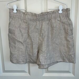 NWT H&M Linen Elastic Waist Pull On Shorts Natural Size Medium